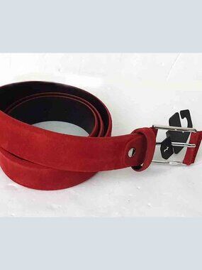Geox Italian Leather Suede Belt Red Men's Size 40 (BEST FITS 36)